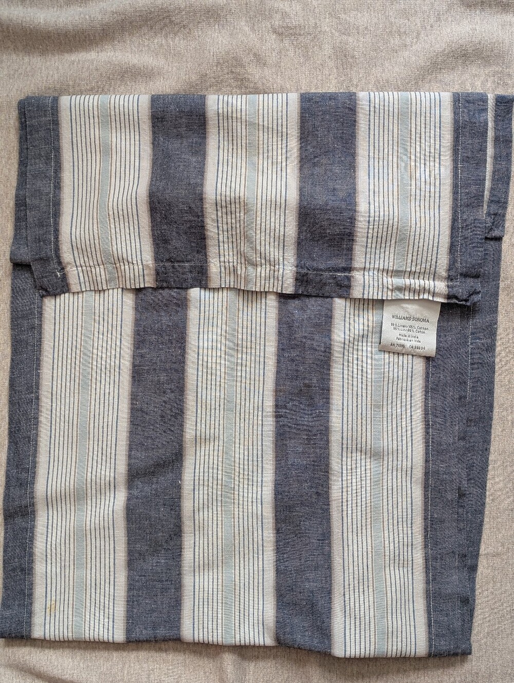 Williams Sonoma Table Runner Blue Gray Linen Cotton